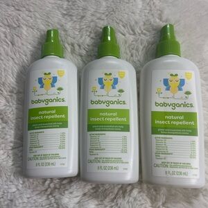 Lot (3) Babyganics Natural Insect Repellent Pump Spray 8oz Each New